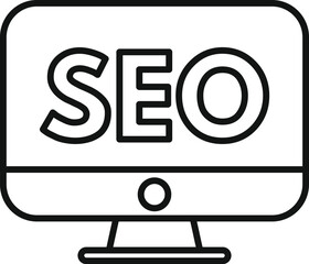 Poster - Seo computer engine icon outline vector. Global web. Chart platform