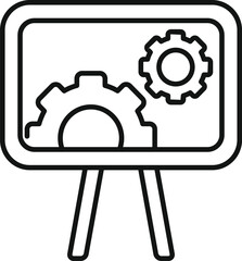 Poster - Data gear board icon outline vector. Audience content. Seo engine