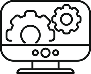 Poster - Seo gear computer icon outline vector. Explore online. Global web