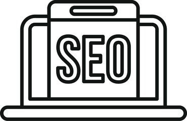 Poster - Seo laptop engine icon outline vector. Boost market. Website chart