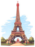 Fototapeta Boho - Clip art Illustration of Eiffel Tower 