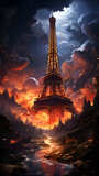 Fototapeta  - Abstract illustration of Eiffel Tower