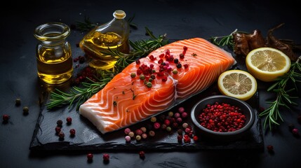 Canvas Print - grilled salmon with lemon and herbs