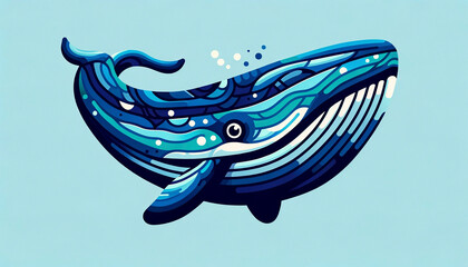 Canvas Print - A playful and vibrant graphical style image of a whale