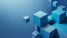 3d Blue Geometric Background Design With Cubes