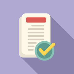 Sticker - Approved documents icon flat vector. Claim marketing. Business online