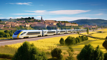 Eurostar Train Passing Through The French Countryside