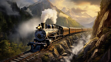Historic Steam Train In A Mountain Gorge