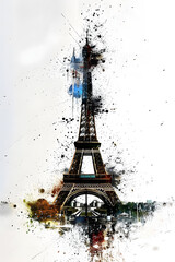 Wall Mural - grunge colorful eiffel tower