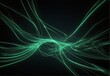 © Arceli - Green neon lines abstract wallpaper, Streaming energy on black background from Generative AI