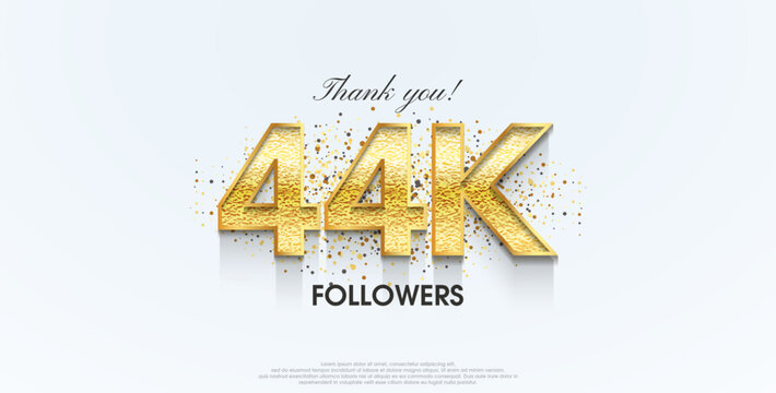 Thank you 44k followers, celebration for the social media post poster banner.