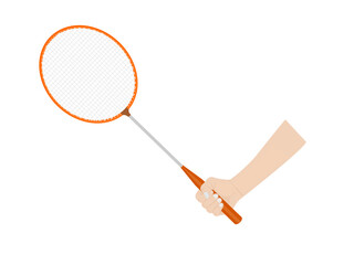 Badminton racket on white background.