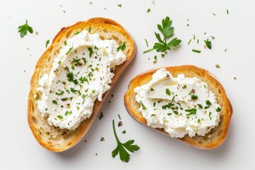 Wall Mural - Top view of cream cheese on white bread