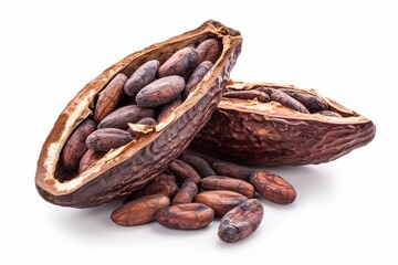 Wall Mural - Cocoa beans isolated on white