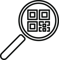 Sticker - Magnifier bar code icon outline vector. Sign design device. Hold symbol bar