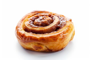 Wall Mural - Isolated sweet cinnamon roll on white background