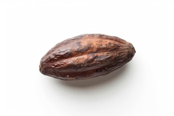 Canvas Print - Close up top view of a cocoa bean without its skin isolated on a white background