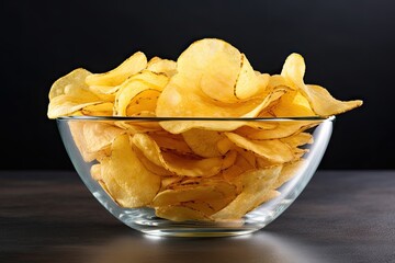 Poster - Potato chips in bowl white background