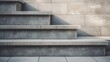 Closeup of a modern concrete staircase blending seamlessly with a traditional stone facade.