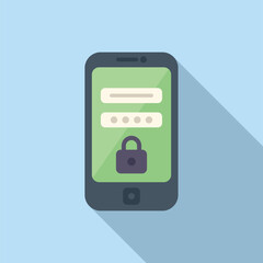 Poster - Phone password icon flat vector. Privacy policy. Private use business