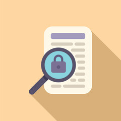 Poster - Search data protect icon flat vector. Document procedure. Business private