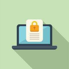 Poster - Laptop privacy data icon flat vector. Personal use. Document protect