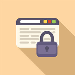 Poster - Access process icon flat vector. Fire laptop private. Standard data secure