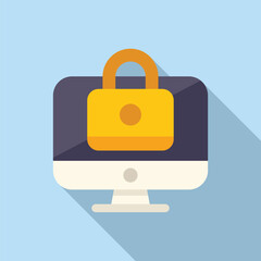 Poster - Data lock protect icon flat vector. Internet legal. Process access key