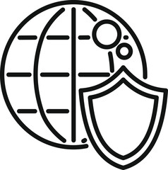 Poster - Global secured data icon outline vector. Privacy policy. Secure data use