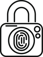 Poster - Data lock fingerprint icon outline vector. Online company. Internet legal key