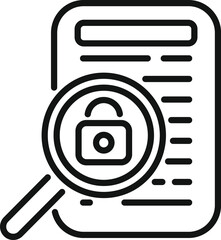 Poster - Search data protect icon outline vector. Document procedure. Business private
