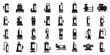Submersible pump icons set simple vector. Motor machine. Electric equipment