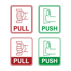 Pull and push the door sign. vector illustration.