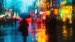 © Matthew - Blurred photography capturing a rainy night in the city. The slow shutter speed reveals silhouettes bathed in neon lights, creating a mesmerizing and blurred ambiance.