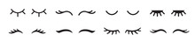 Vector Unicorn Eyelashes. Closed Eyes. Icon Set. Cute Design.