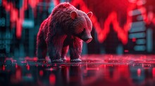 Downward Trend. Stock Bear Market Red Downward Trend Charts On The Investment Trading Pessimistic Expectations, Bear, Stock, Down, Recession, Crisis, Investment, Chart, Generative Ai