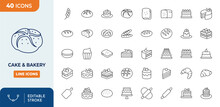 Cake & bakery Line Editable Icons set. cake, bread, cookies and more