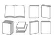 シンプルな本の白黒線画イラストセット　Simple book black and white line drawing illustration set	

