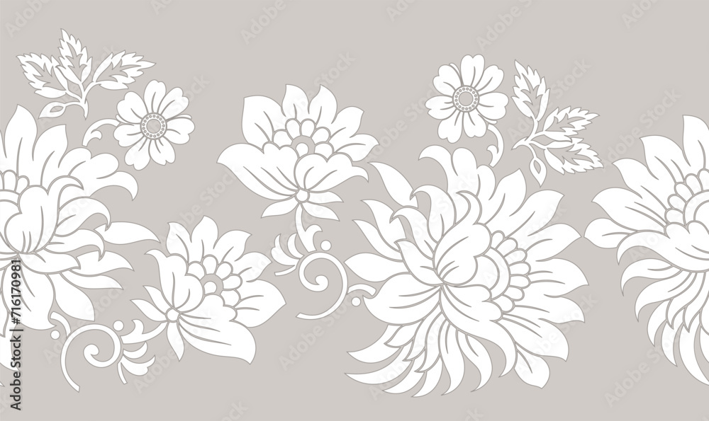 Seamless vector floral border design Stock Vector | Adobe Stock