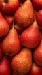 closeup pile red apples deep droplets fat anatomically perfect gradient yellow banner pear pomegranate
