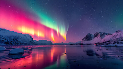 Wall Mural - aurora over the lake