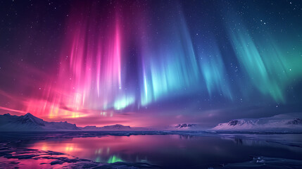 Wall Mural - aurora over the sea