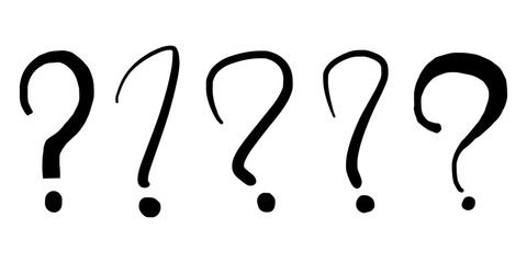 Poster - Set of hand drawn question marks. doodle questions marks. isolated on black and white. vector illustration
