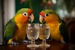 Two lovebirds enjoying their beloved drinks. Generative AI