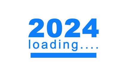 2024 blue concept with loading bar progress design animation text video on white background