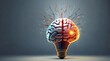 © Shahabuddin - Idea depiction of human brain creative 3d modern light bulb background