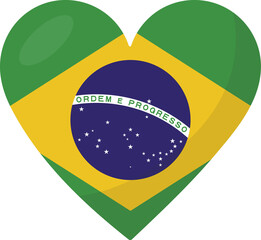 Brazil flag heart 3D style.