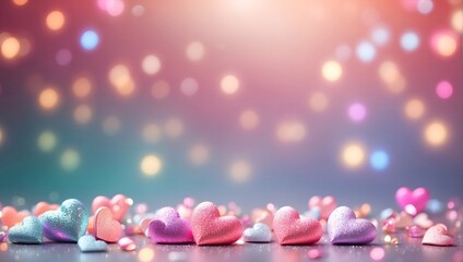 colorful bokeh background with hearts