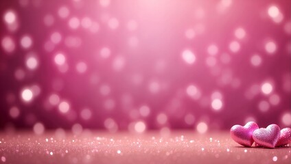 Pink bokeh background with hearts