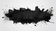 Black ink splatter on white background. Can be used for graphic design projects or as background element.